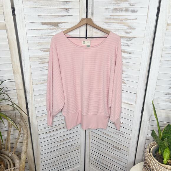SATURDAY SUNDAY ANTHROPOLOGIE Women's M Shawna Hacci Dolman Ribbed Sweater Pink - Picture 12 of 14